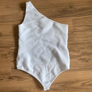 Abercrombie light blue one shoulder ribbed body suit